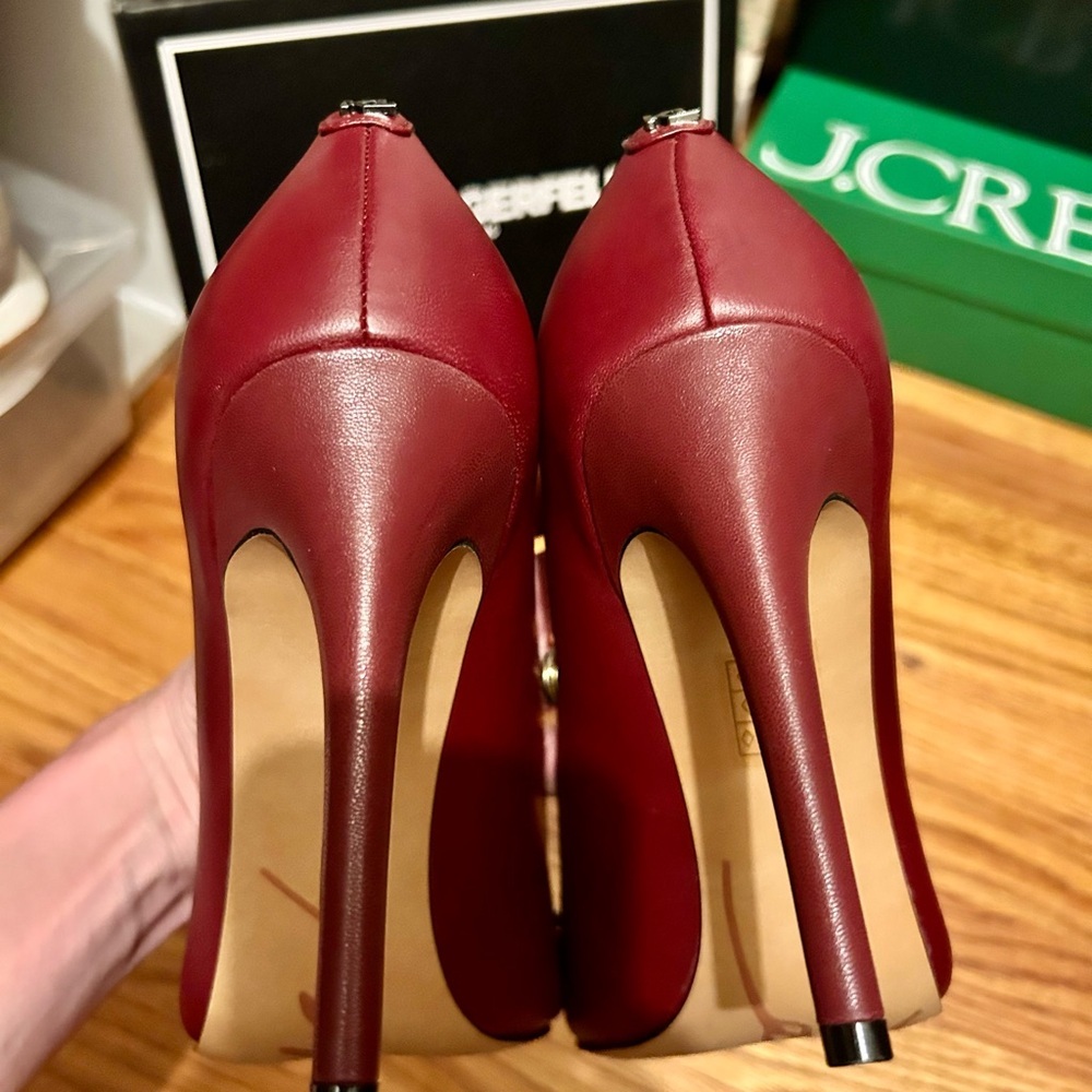 Karl Lagerfeld Burgundy Studded Heels | NWT | size 9.5